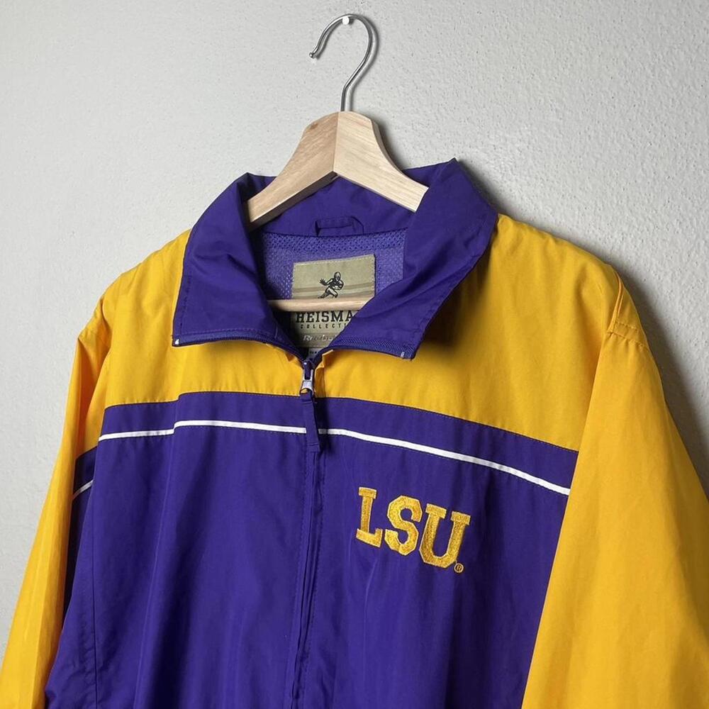lsu tigers purple and yellow windbreaker jacket